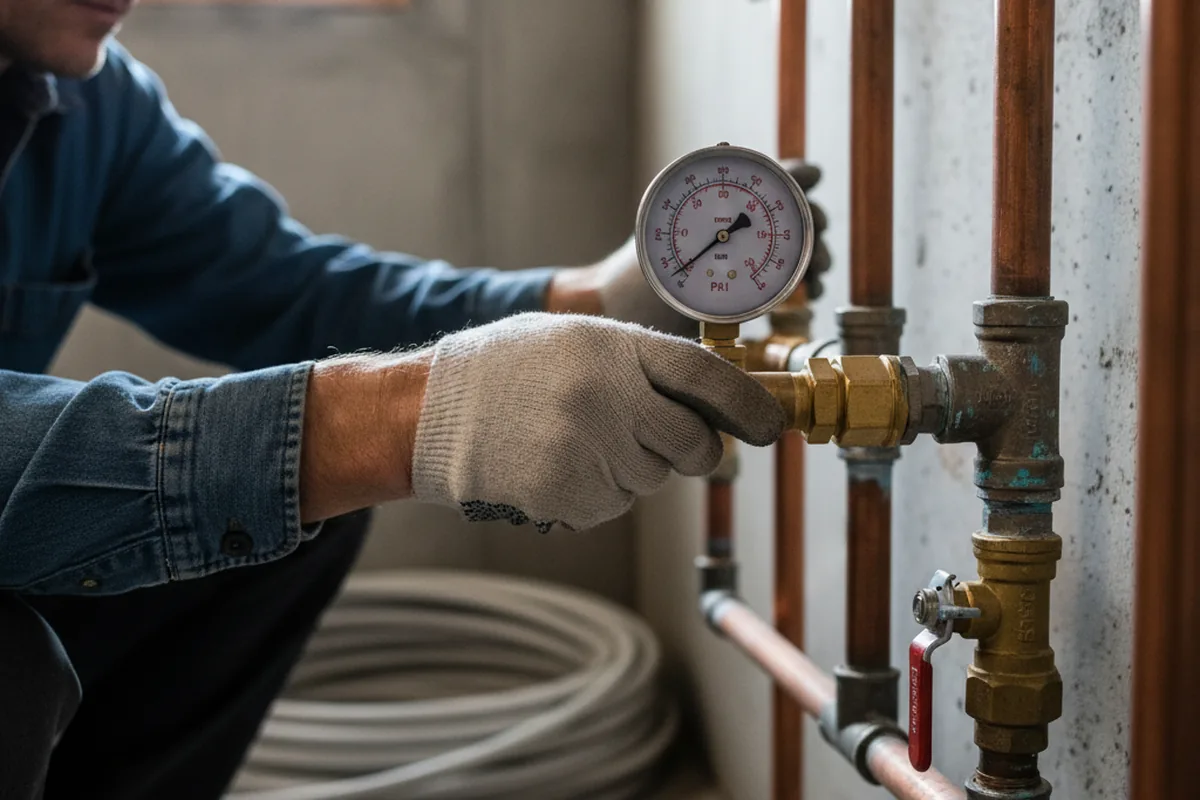 Pressure testing a repaired line during Water Line Repair in Baroda